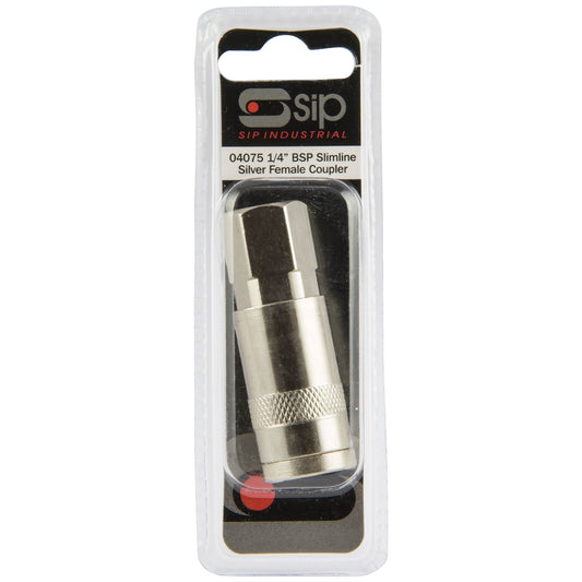 SIP 1/4" Slimline Silver Female Coupler, Sip Industrial