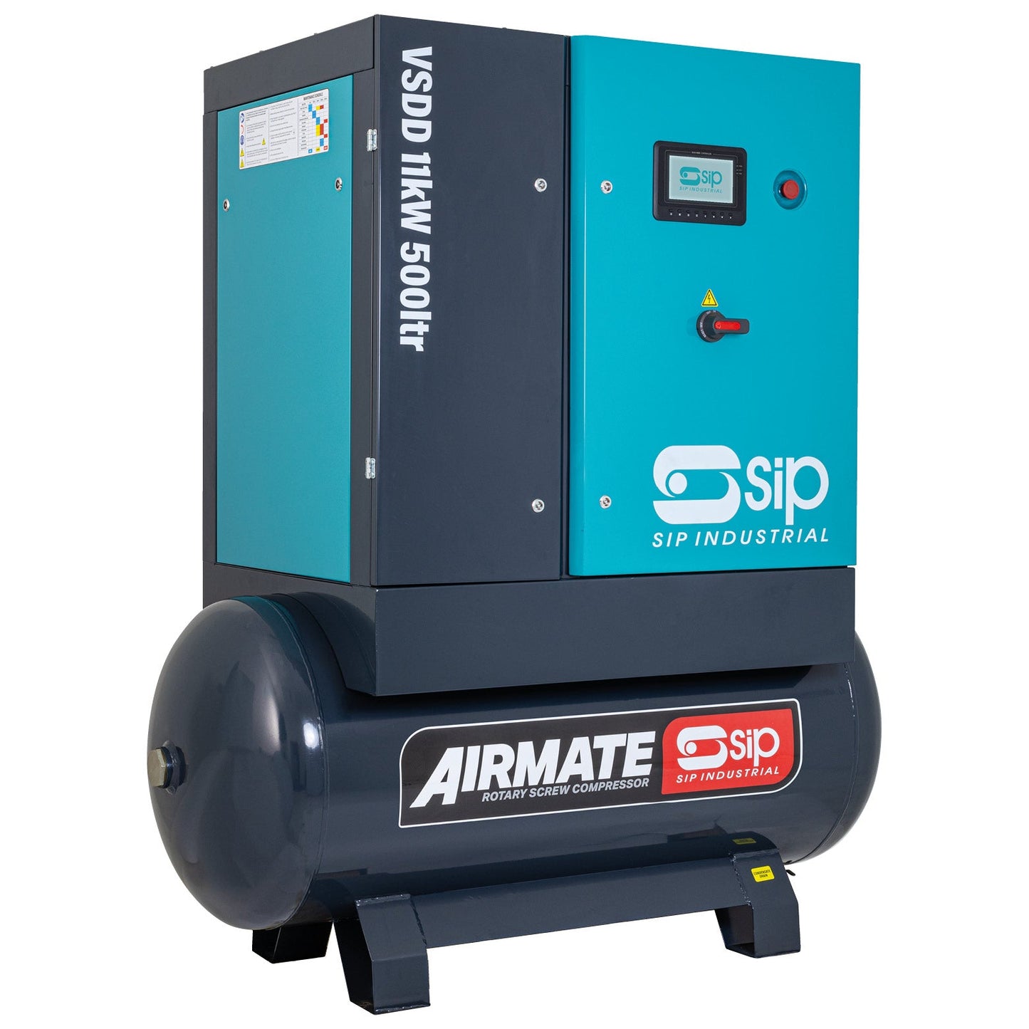 SIP VSDD 11kW 8bar 500ltr 400v Rotary Screw Compressor, Sip Industrial