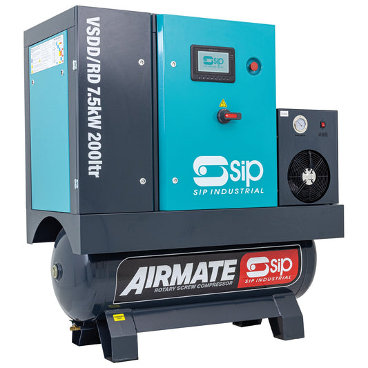 SIP VSDD/RD 7.5kW 8bar 200ltr 400v Rotaty Screw Compressor with Dryer, Sip Industrial