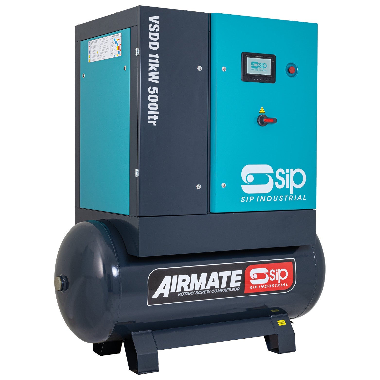 SIP VSDD/RD 11kW 8bar 500ltr 400v Rotary Screw Compressor with Dryer, Sip Industrial