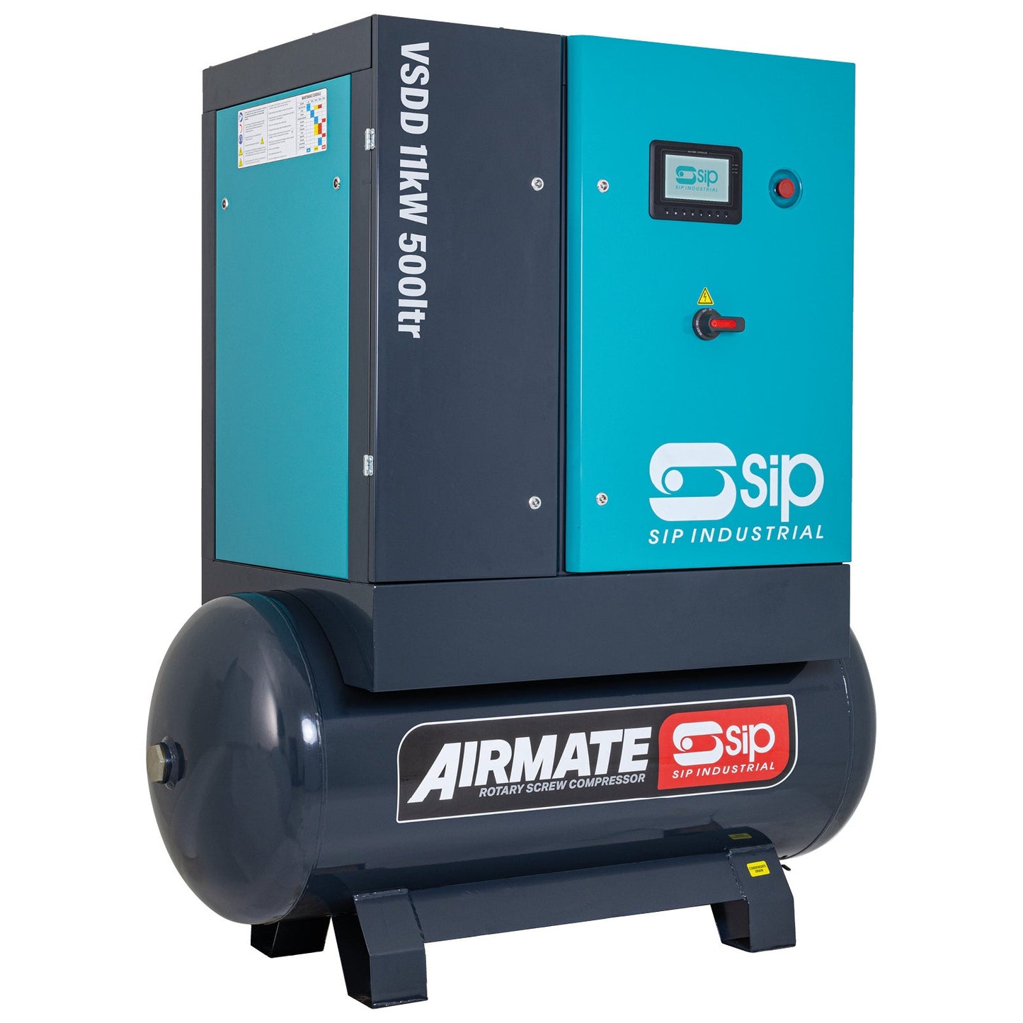 SIP VSDD/RD 11kW 8bar 500ltr 400v Rotary Screw Compressor with Dryer, Sip Industrial