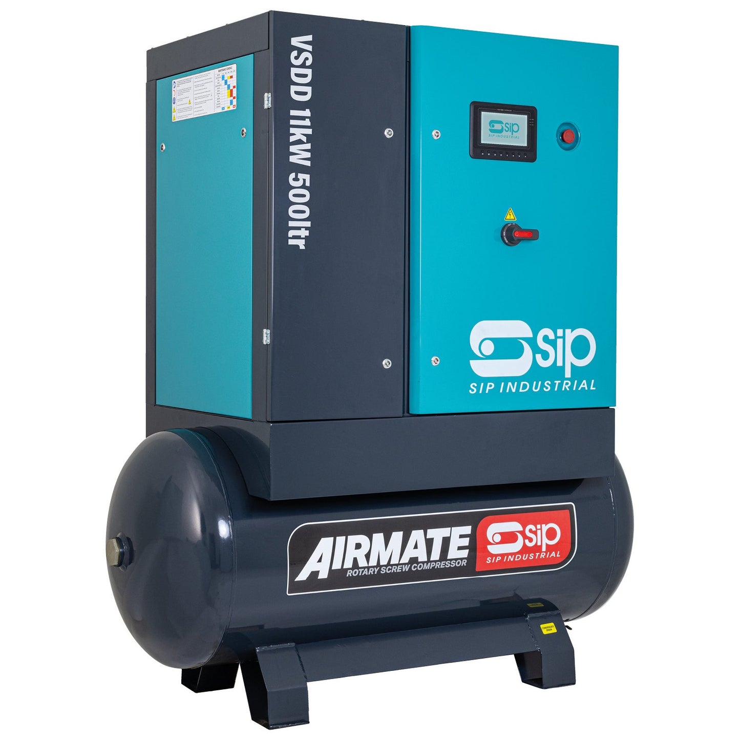 SIP VSDD/RD 11kW 10bar 500ltr 400v Rotary Screw Compressor with Dryer, Sip Industrial