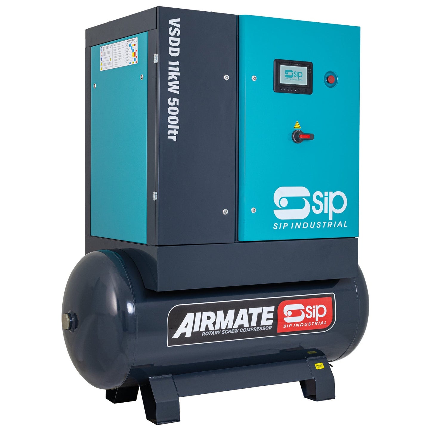 SIP VSDD/RDF 11kW 8bar 500ltr 400v Rotary Screw Compressor with Dryer & Filter, Sip Industrial