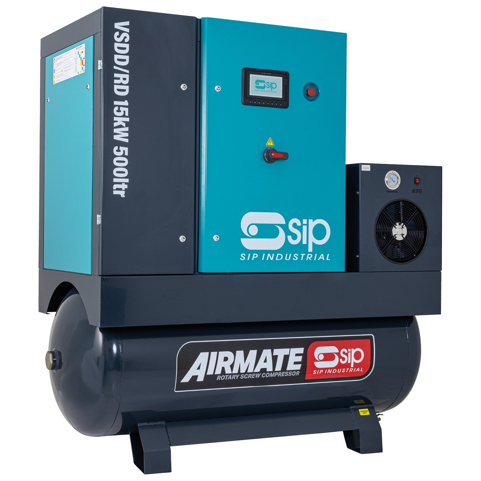 SIP VSDD/RDF 15kW 10bar 500ltr Rotary Screw Compressor with Dryer & Filter, Sip Industrial