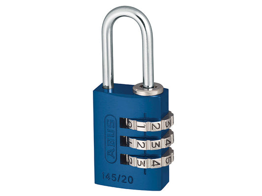 145/20 20mm Aluminium Combination Padlock Blue 46568, ABUS Mechanical