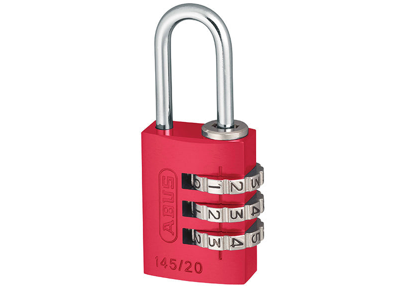 145/20 20mm Aluminium Combination Padlock Red 46569, ABUS Mechanical