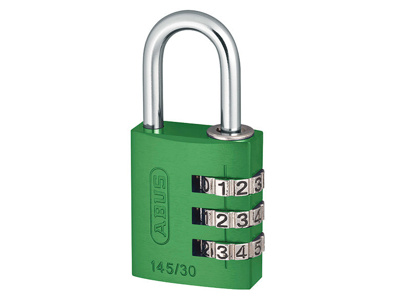 145/30 30mm Aluminium Combination Padlock Green 46580, ABUS Mechanical