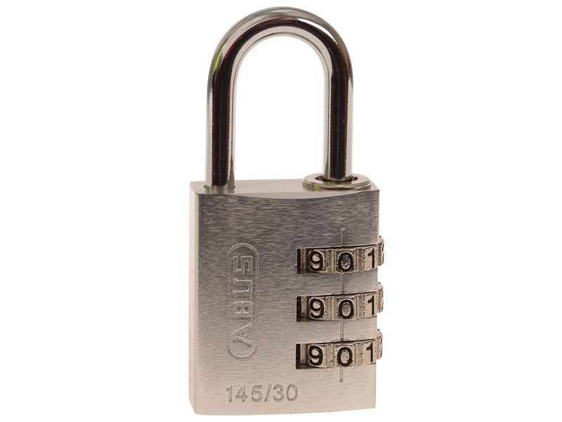 145/30 30mm Aluminium Combination Padlock Silver 46583, ABUS Mechanical