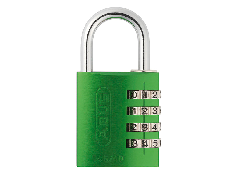 145/40 40mm Aluminium Combination Padlock Green 49531, ABUS Mechanical