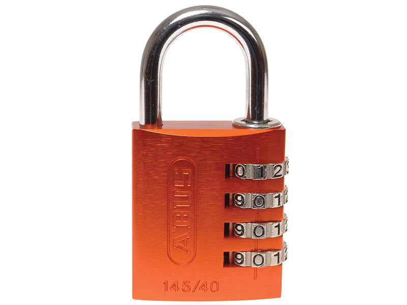 145/40 40mm Aluminium Combination Padlock Orange 49527, ABUS Mechanical