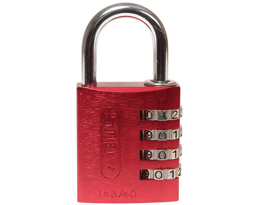 145/40 40mm Aluminium Combination Padlock Red 48829, ABUS Mechanical