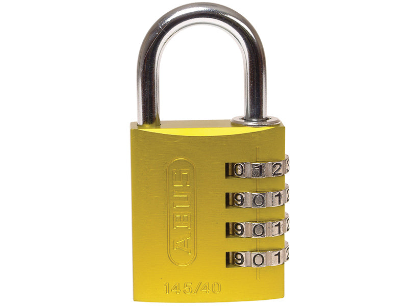 145/40 40mm Aluminium Combination Padlock Yellow 49535, ABUS Mechanical