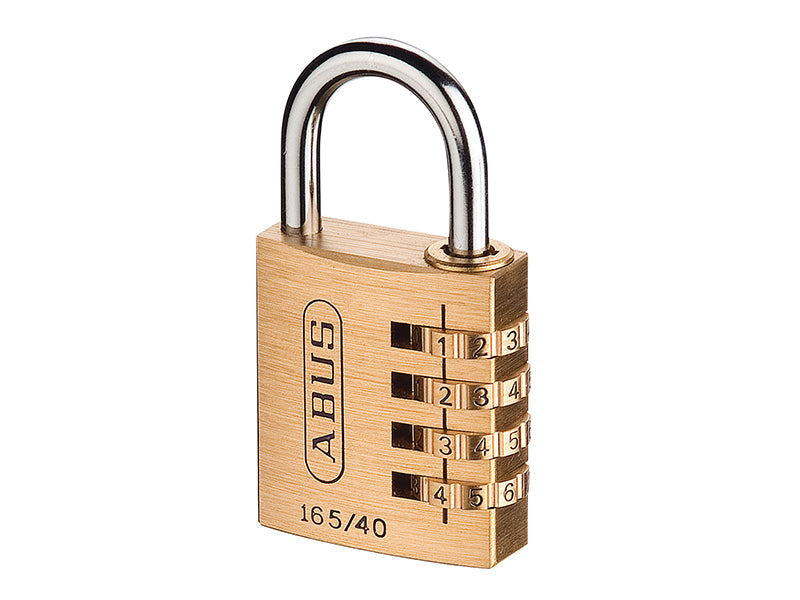 165/40 40mm Solid Brass Body Combination Padlock (4-Digit) Carded, ABUS Mechanical