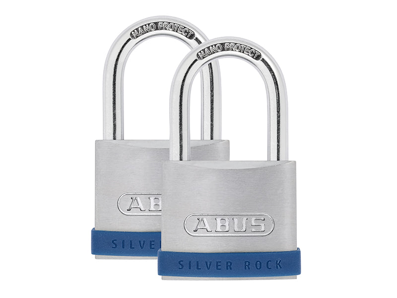 50mm Silver Rock™ 5 Padlock Twin Pack, ABUS Mechanical