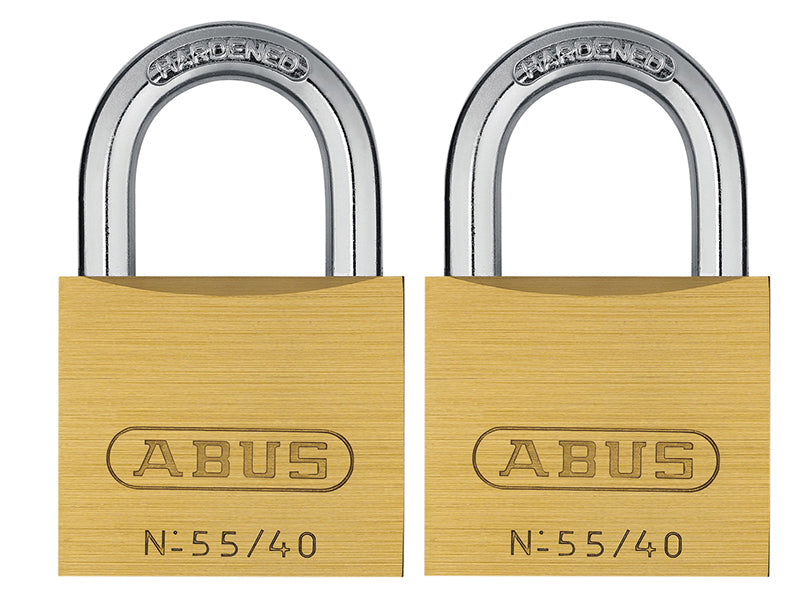 55/40mm Brass Padlocks Twin Pack, ABUS Mechanical