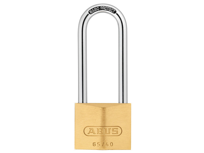 65/40mm Brass Padlock 63mm Long Shackle Carded, ABUS Mechanical