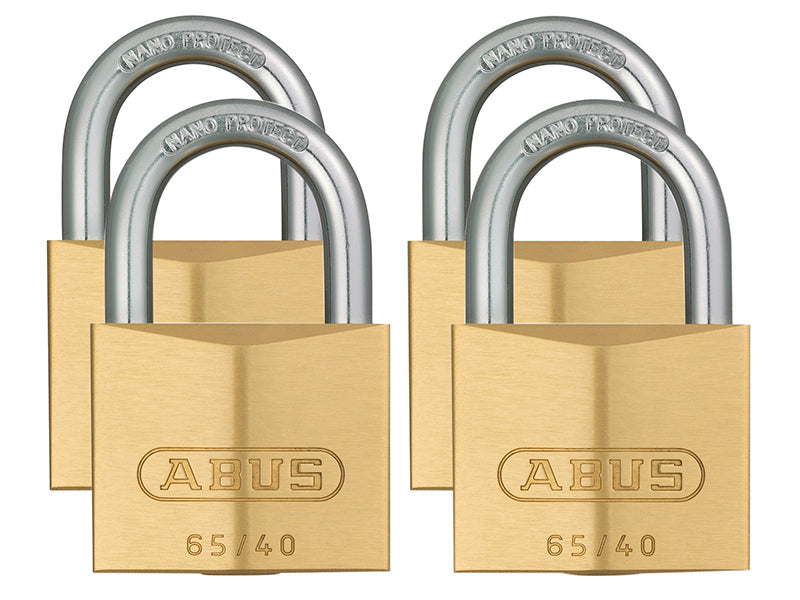 65/40mm Brass Padlock Quad Pack, ABUS Mechanical