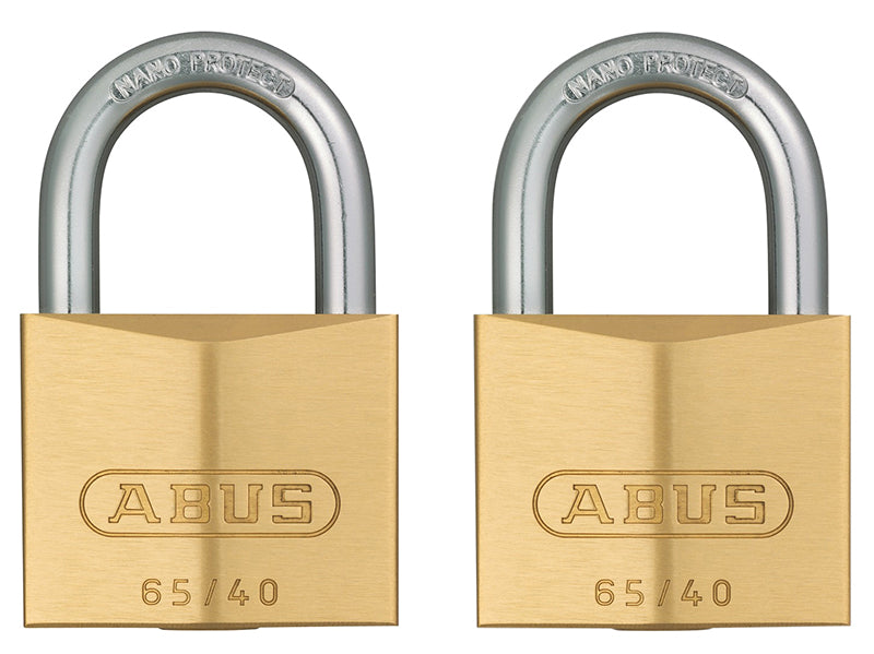 65/40mm Brass Padlock Twin Carded, ABUS Mechanical