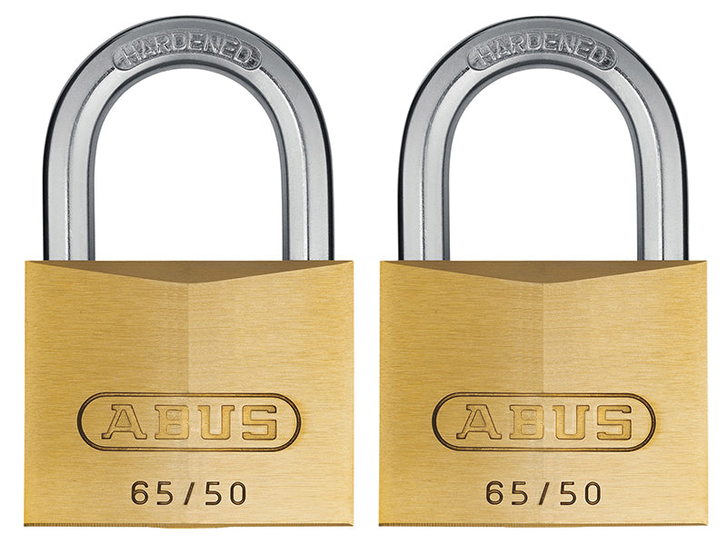 65/50mm Brass Padlock Twin Pack Carded, ABUS Mechanical