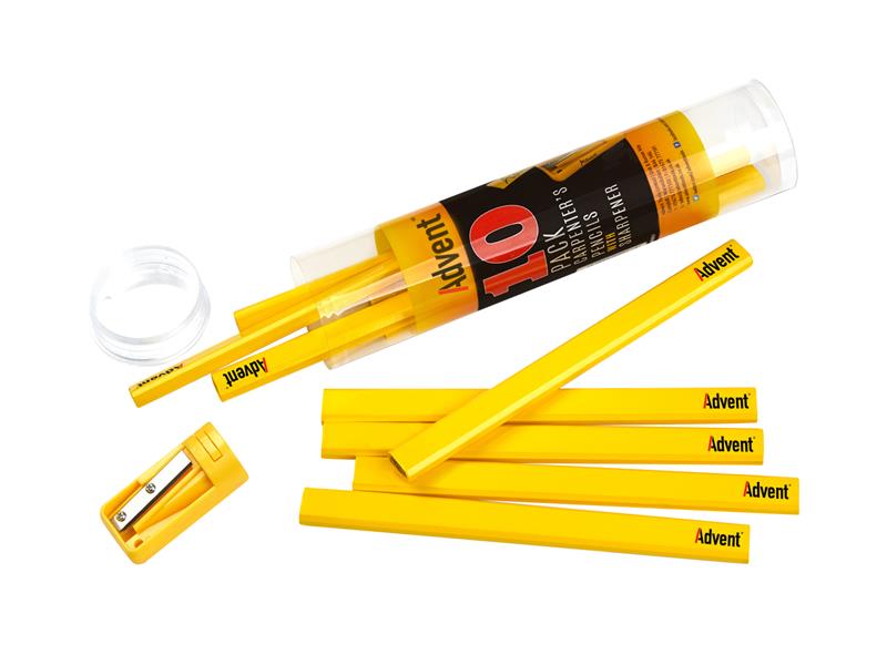 Carpenter's Pencils (Tub of 10 + Sharpener), Advent