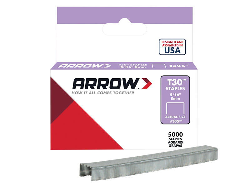 T30 Staples 305IP 8mm (5/16in) (Box 5000), Arrow