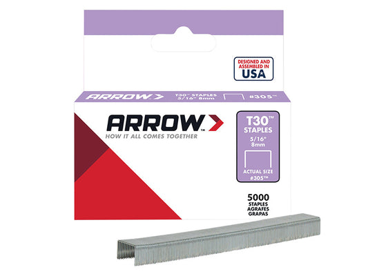 T30 Staples 305IP 8mm (5/16in) (Box 5000), Arrow