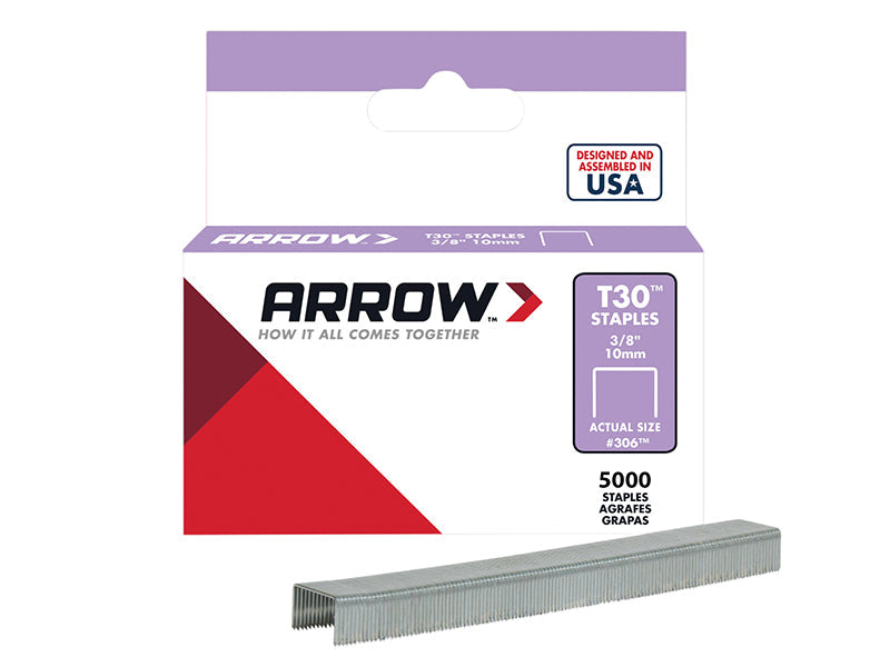 T30 Staples 306IP 10mm (3/8in) (Box 5000), Arrow