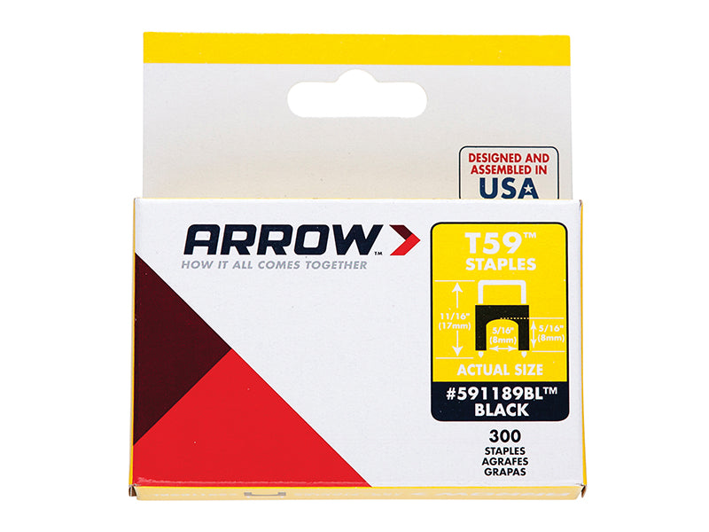 T59 Insulated Staples Black 6 x 6mm (Box 300), Arrow