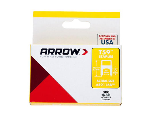 T59 Insulated Staples Clear 6 x 6mm (Box 300), Arrow