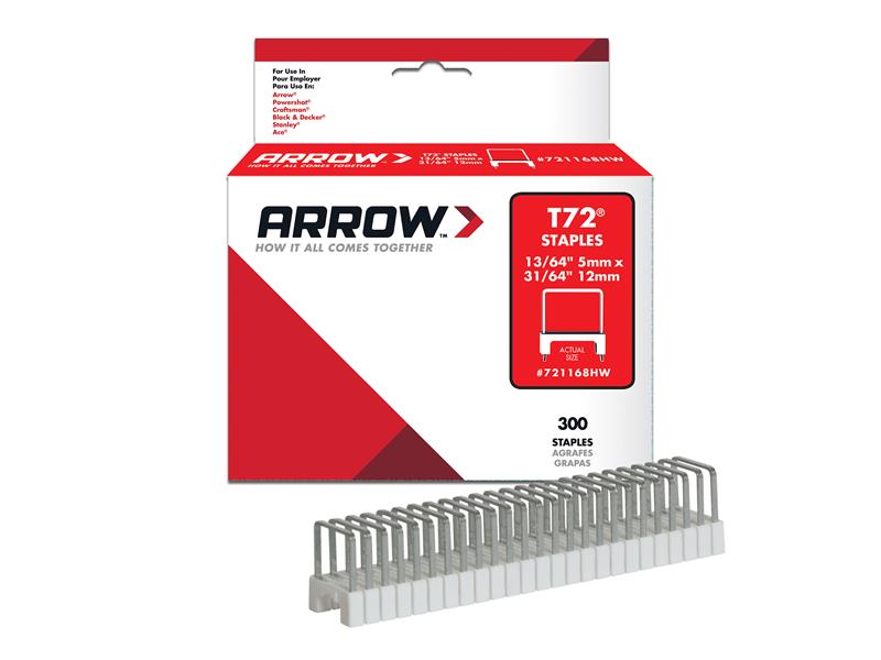 T72 Clear Insulated Staples 5 x 12mm (Box 300), Arrow