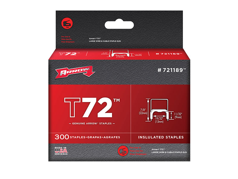 T72 Clear Insulated Staples 9 x 15mm (Box 300), Arrow