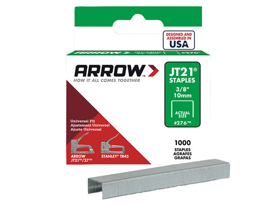 JT21 T27 Staples 10mm (3/8in) (Box 1000), Arrow