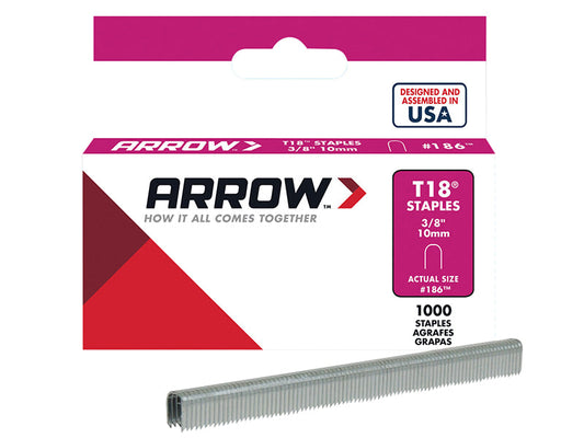 T18 Staples 10mm (3/8in) (Box 1000), Arrow