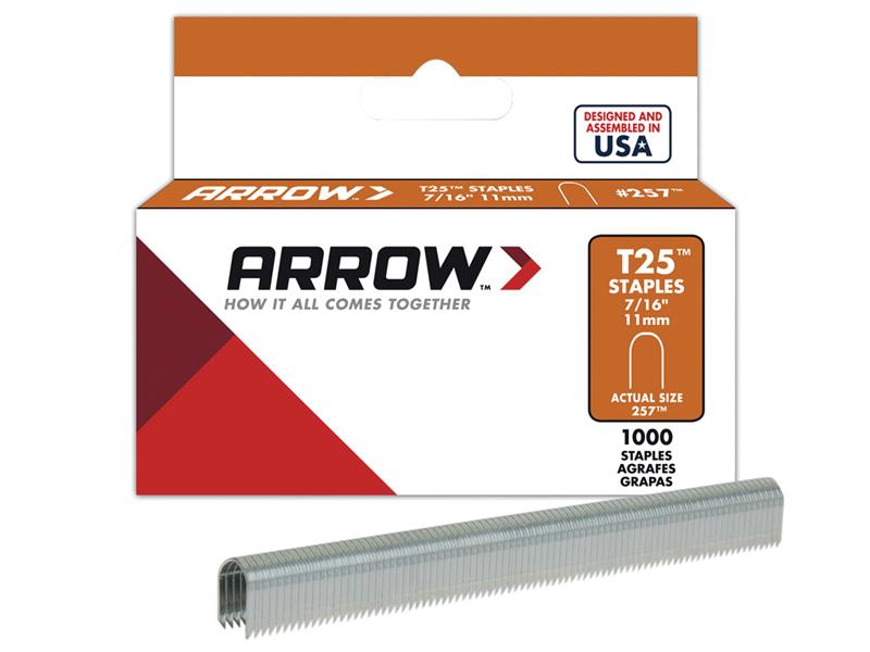 T25 Staples 11mm (7/16in) (Box 1000), Arrow