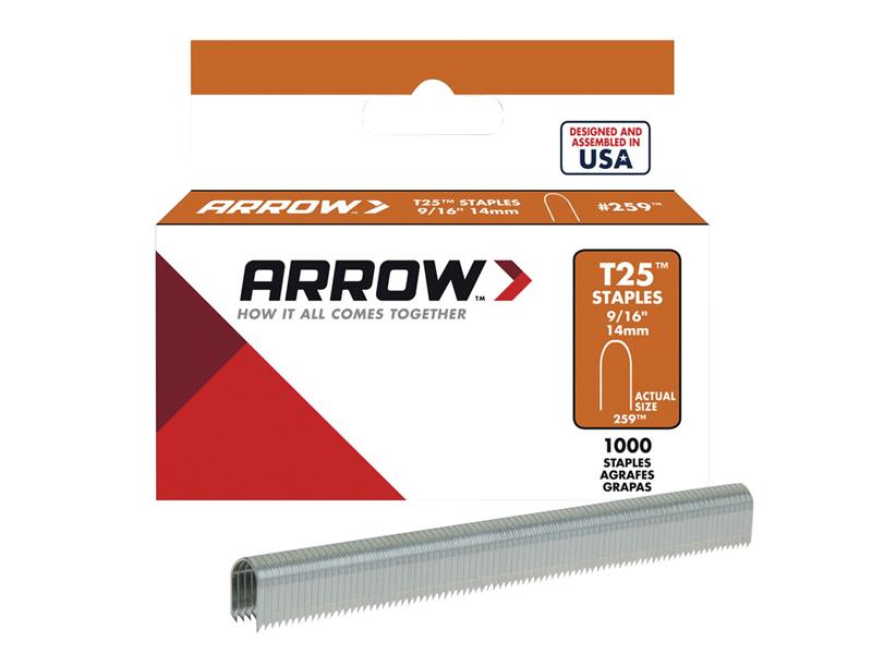 T25 Staples 14mm (9/16in) (Box 1000), Arrow