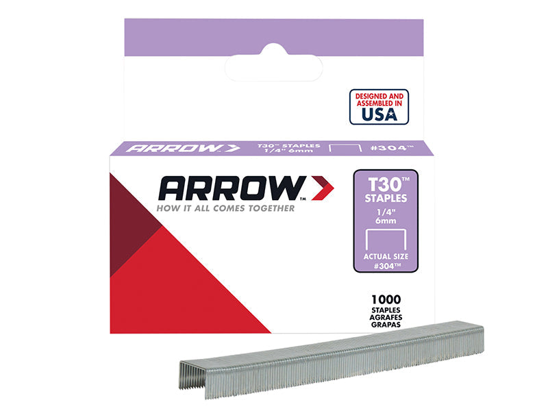 T30 Staples 6mm (1/4in) (Box 1000), Arrow