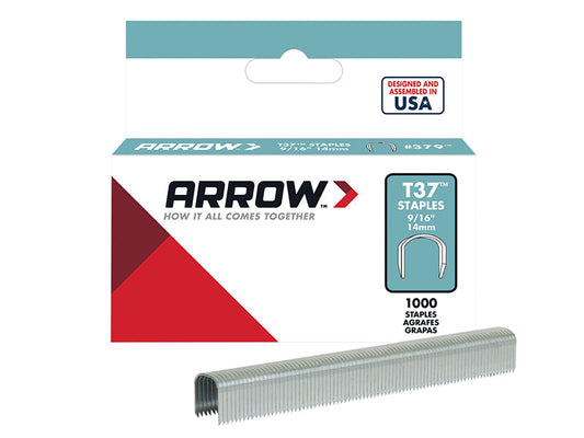 T37 Staples 12mm (1/2in) (Box 1000), Arrow