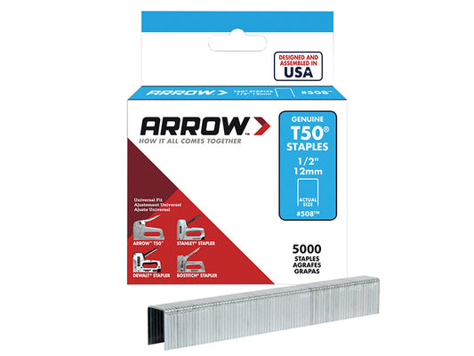 T50 Staples 12mm (1/2in) (Bulk Pack 5000), Arrow