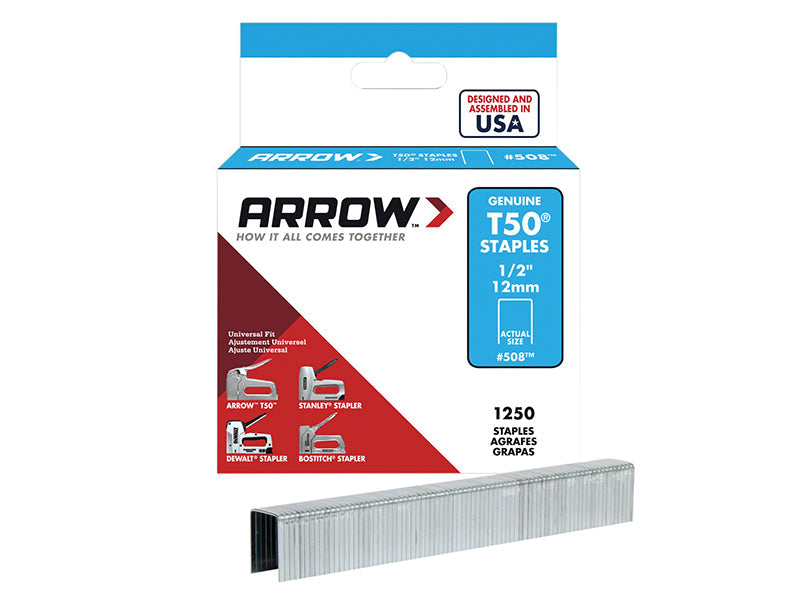 T50 Staples 12mm (1/2in) (Box 1250), Arrow