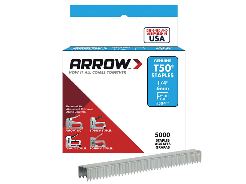 T50 Staples 6mm (1/4in) (Bulk Pack 5000), Arrow