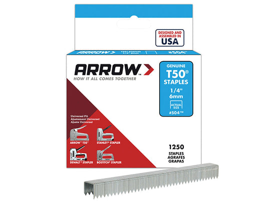 T50 Staples 6mm (1/4in) (Box 1250), Arrow