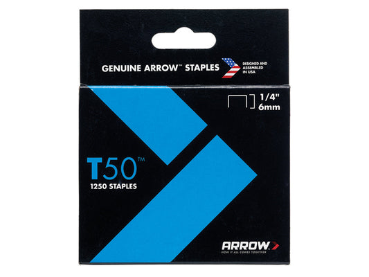 T50 Staples 6mm (1/4in) (Pack 5000, 4 x 1250), Arrow