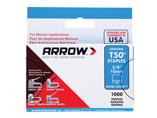 T50M 506m Monel Staples 10mm (3/8in) (Box 1000), Arrow