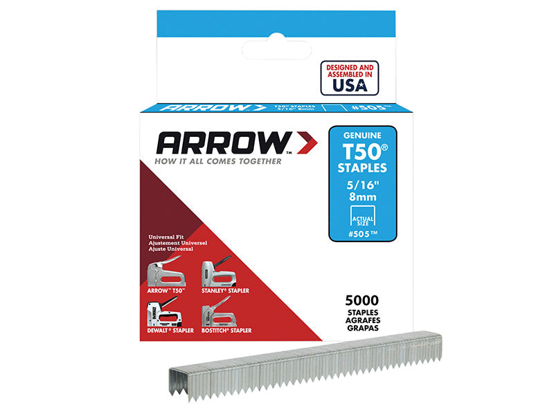 T50 Staples 8mm (5/16in) (Bulk Pack 5000), Arrow