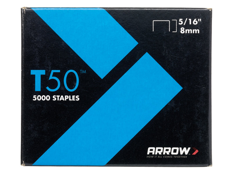 T50 Staples 8mm (5/16in) (Pack 5000, 4 x 1250), Arrow