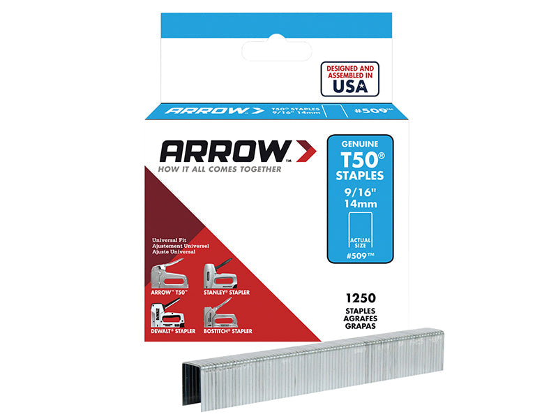 T50 Staples 14mm (9/16in) (Box 1250), Arrow