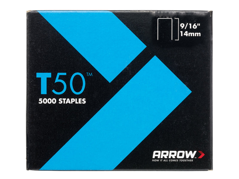 T50 Staples 14mm (9/16in) (Pack 5000, 4 x 1250), Arrow