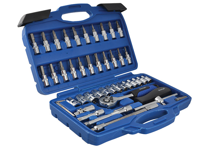 1/4in Square Drive Socket & Bit Set 46 Piece, BlueSpot Tools