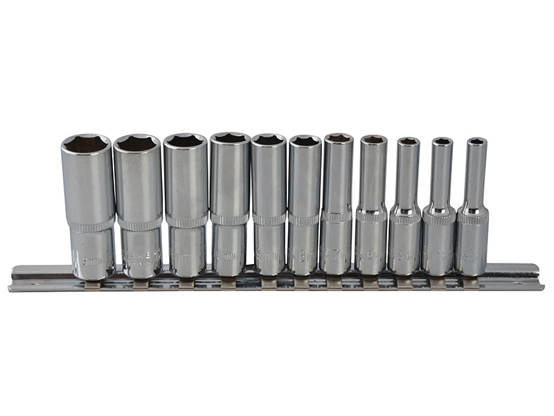 Deep Socket Set of 11 Metric 1/4in Square Drive, BlueSpot Tools