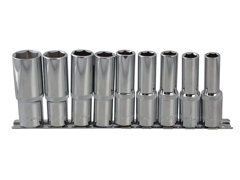 Deep Socket Set of 9 Metric 1/2in Square Drive, BlueSpot Tools